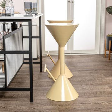 Chronos 29.75" Modern Industrial Iron Hourglass Backless Bar Stool with Foot Rest - JONATHAN Y